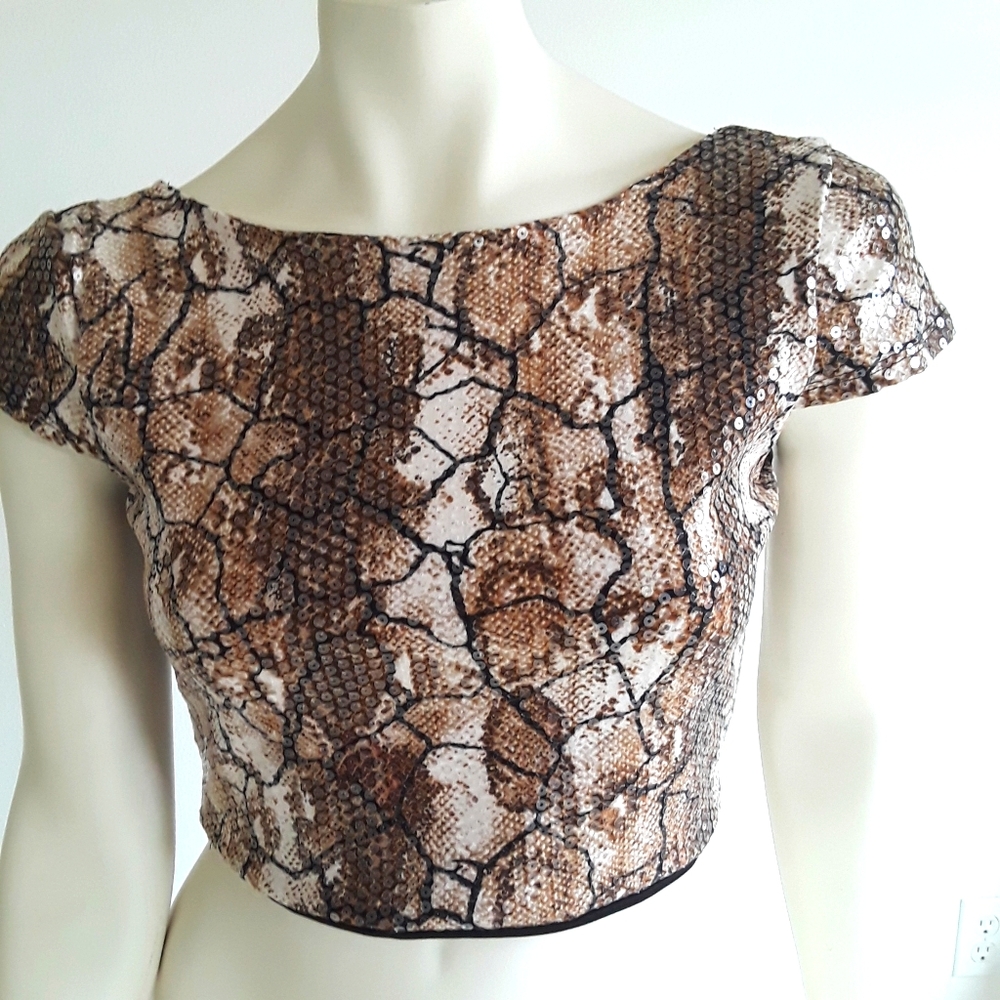 Love J Snake Skin Effect Crop Top